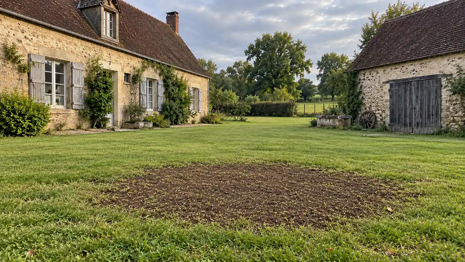 La pelouse après rognage de la souche